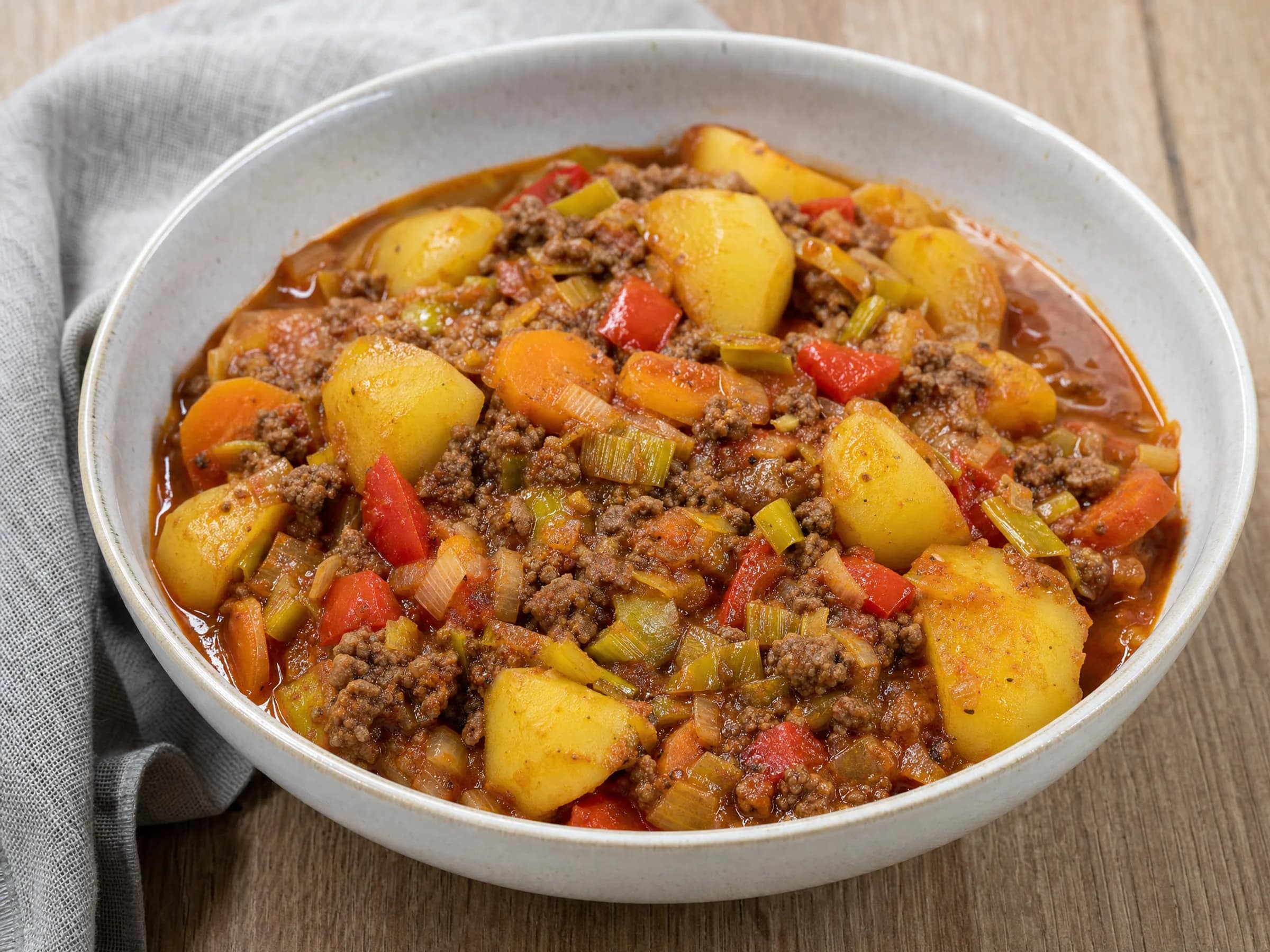 Bauerntopf mit Hackfleisch und Kartoffeln – sämig aus einem Topf