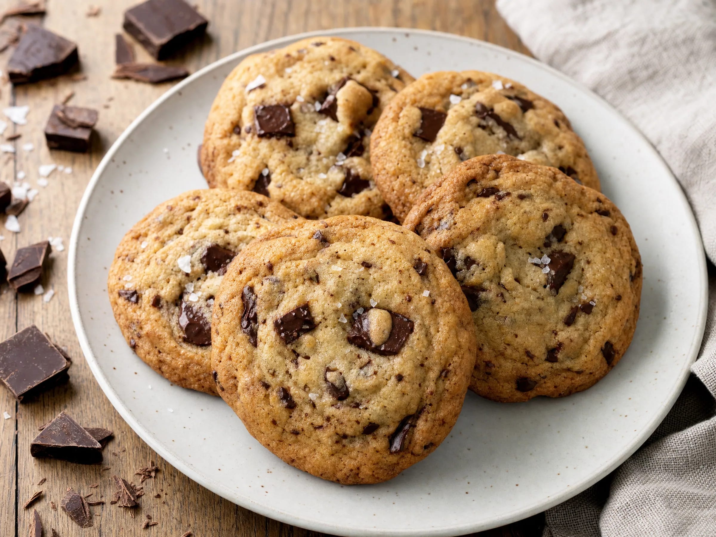 Cookies mit Schokostücken – weicher Kern, goldener Rand fertig angerichtet