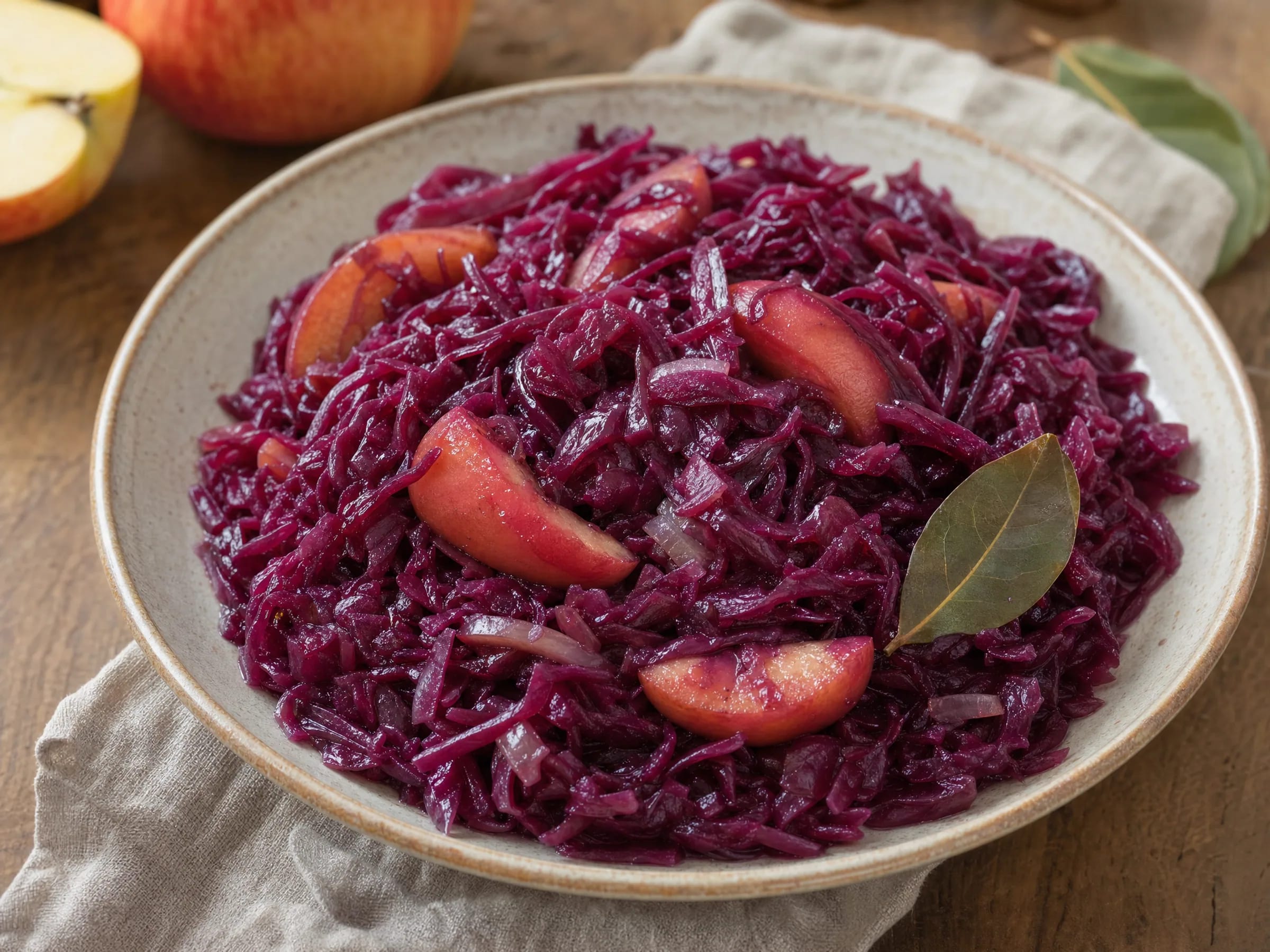 Rotkohl mit Apfel – klassisch geschmort und schön glänzend fertig angerichtet