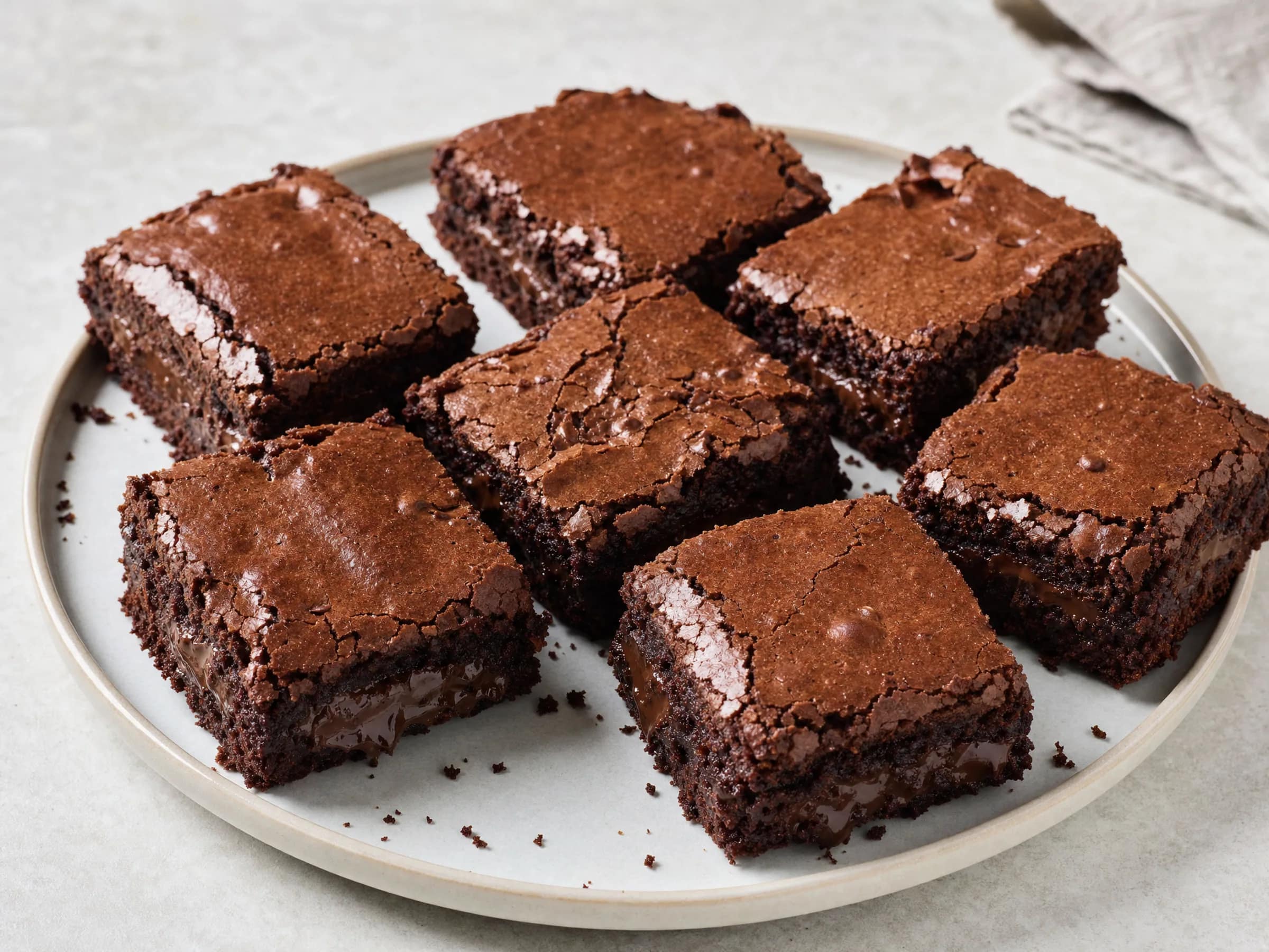 Brownie vom Blech – saftig mit Fudge-Mitte und glänzender Kruste