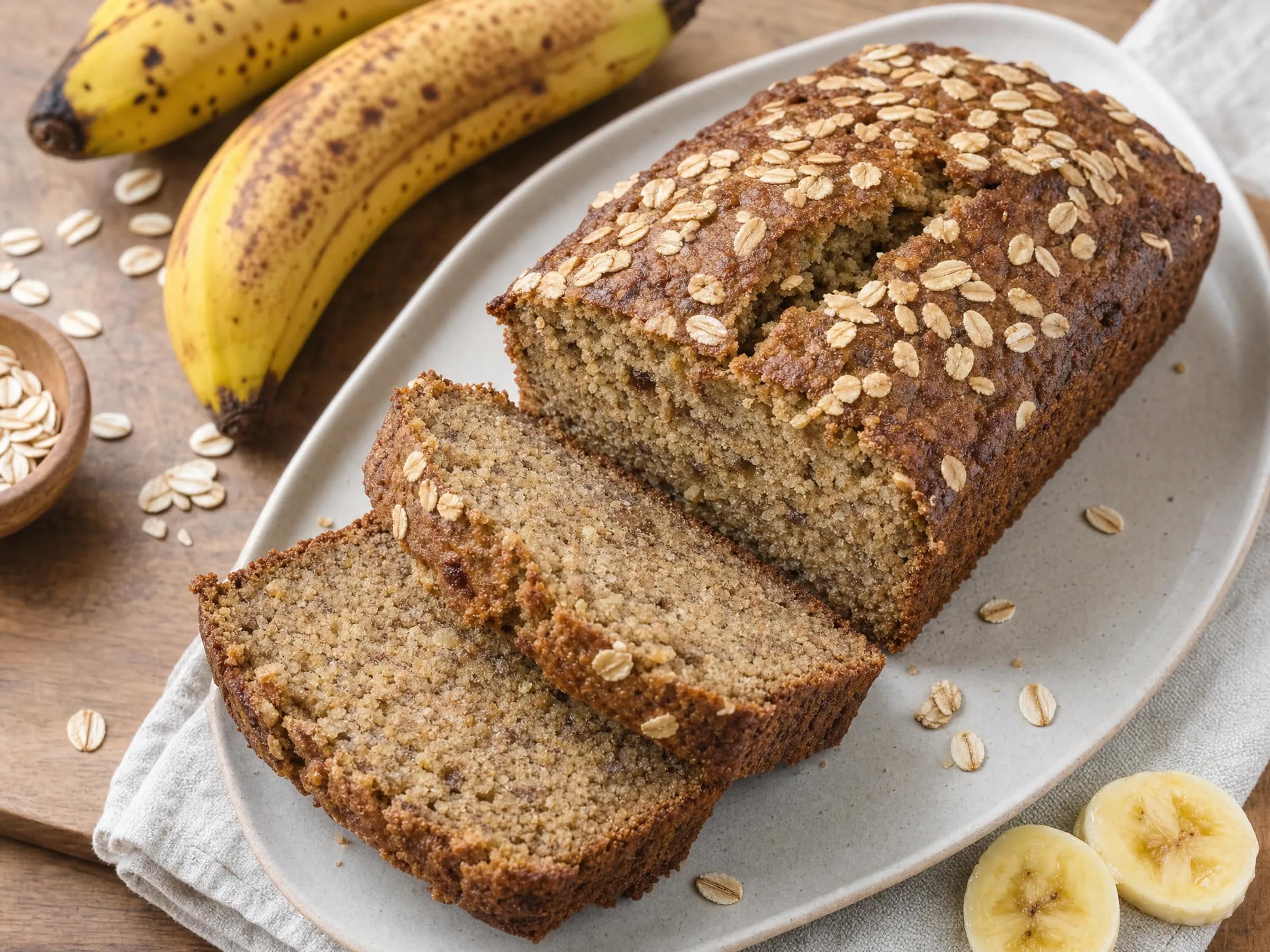 Bananenbrot ohne Zucker – vegan und saftig mit Haferflocken