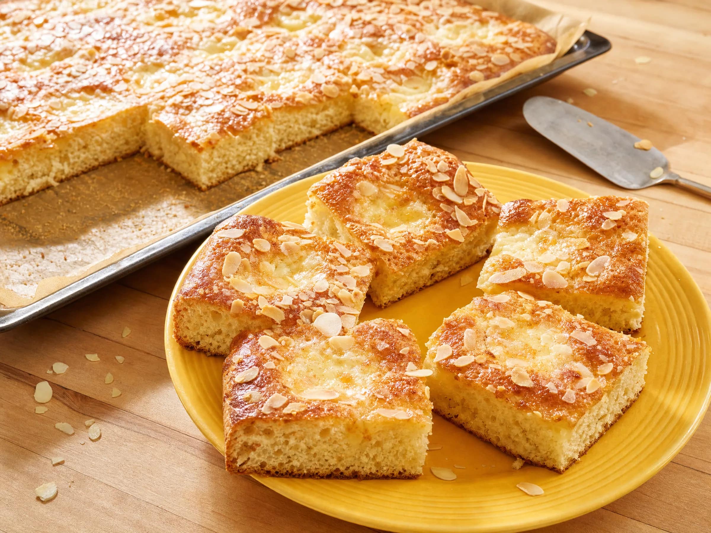 Butterkuchen vom Blech mit Mandeln