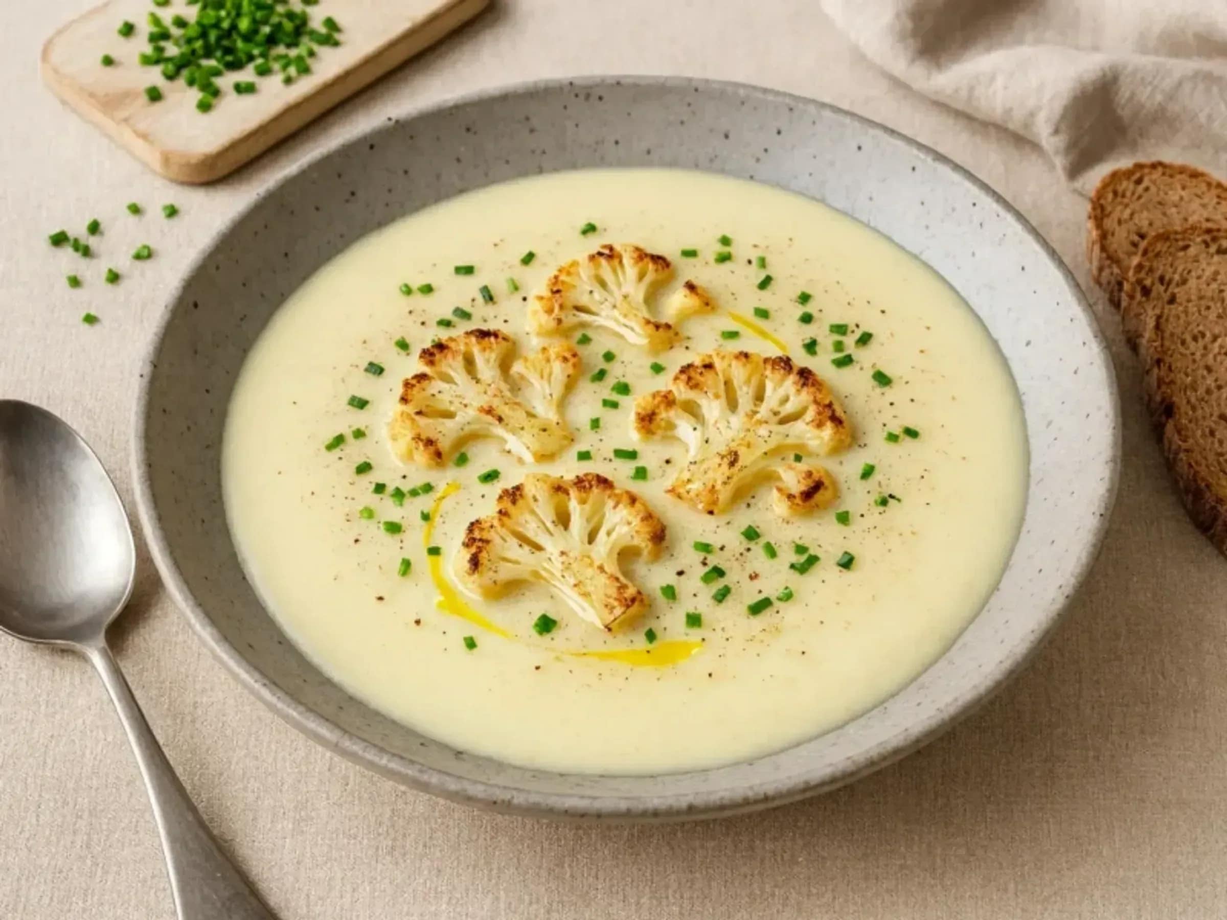 Cremige Blumenkohlsuppe mit Röstaromen