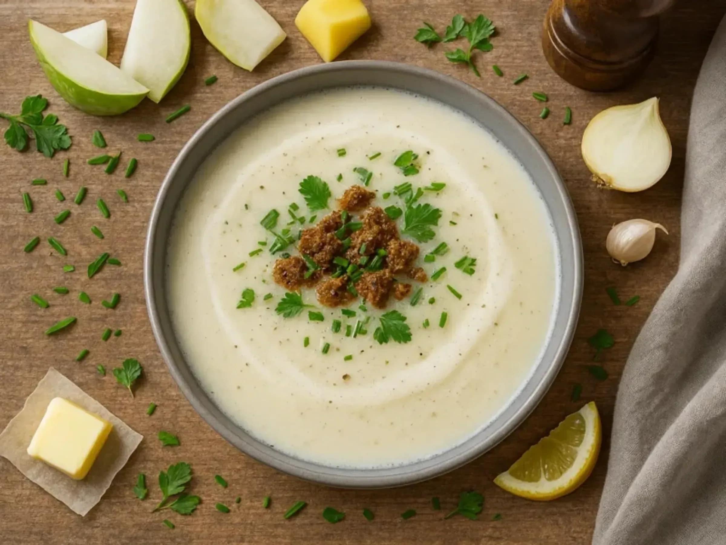 Cremige Kohlrabisuppe mit Kartoffeln