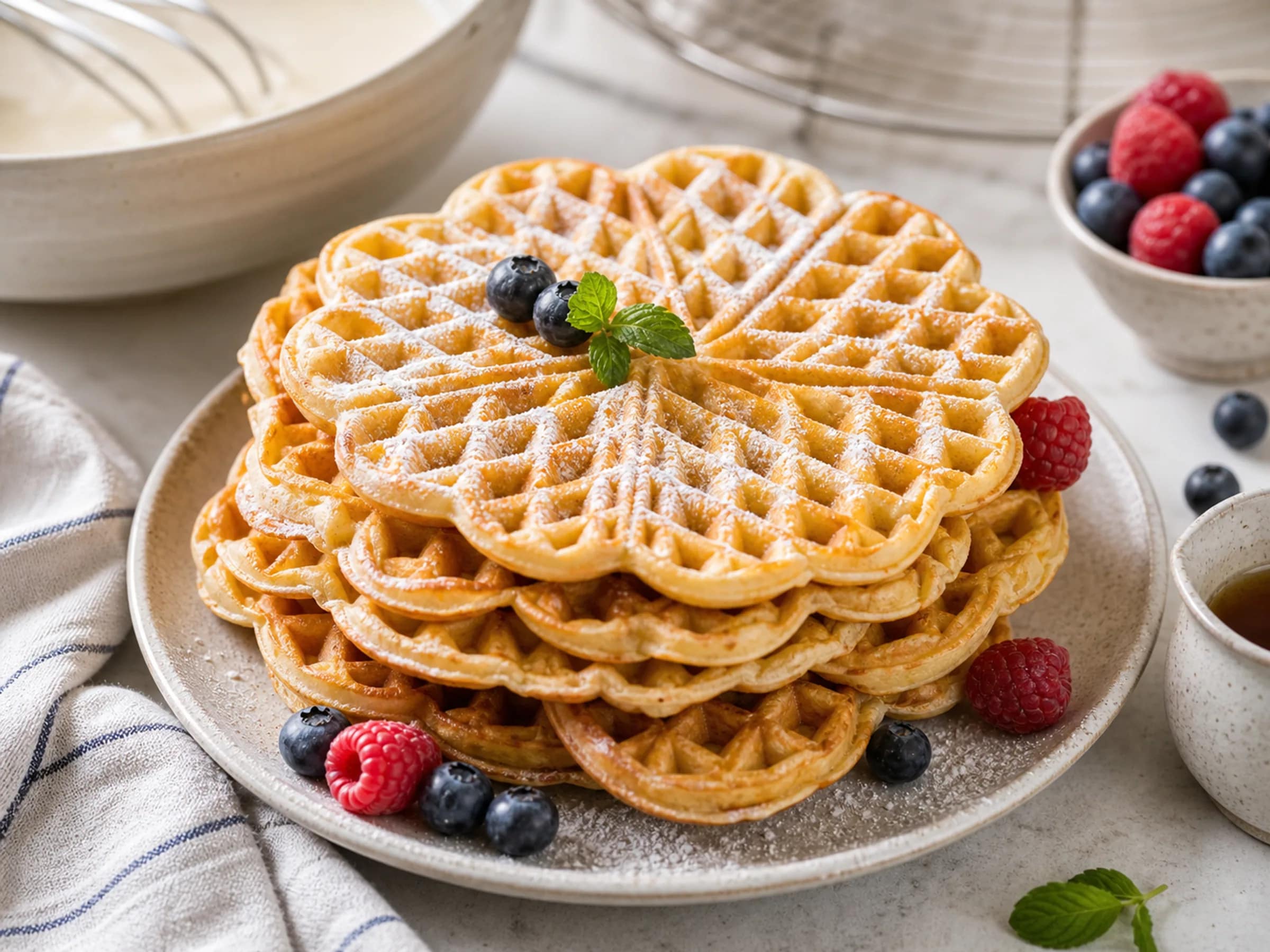 Fluffige Herzwaffeln aus einfachem Waffelteig