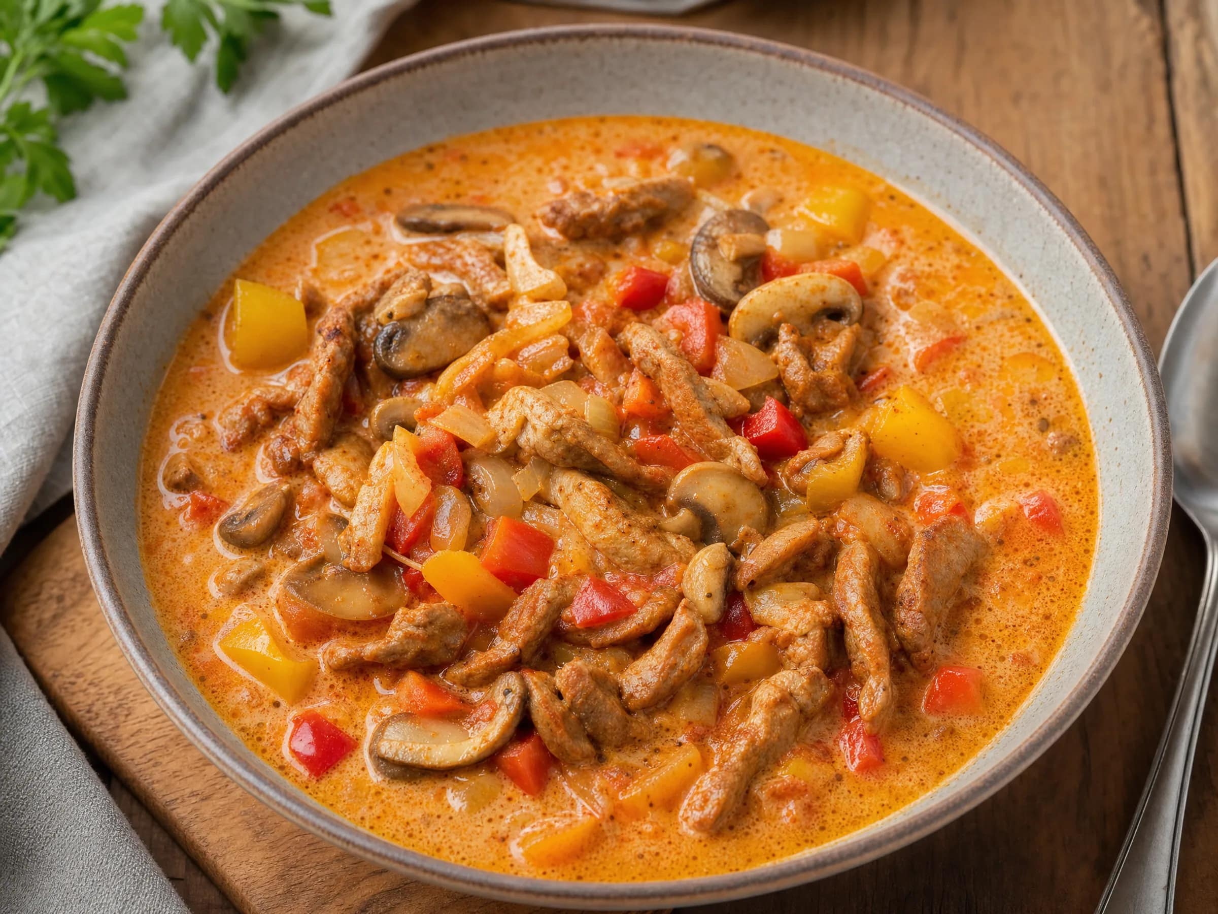Gyrossuppe mit fertigem Gyros – cremig und partyfest