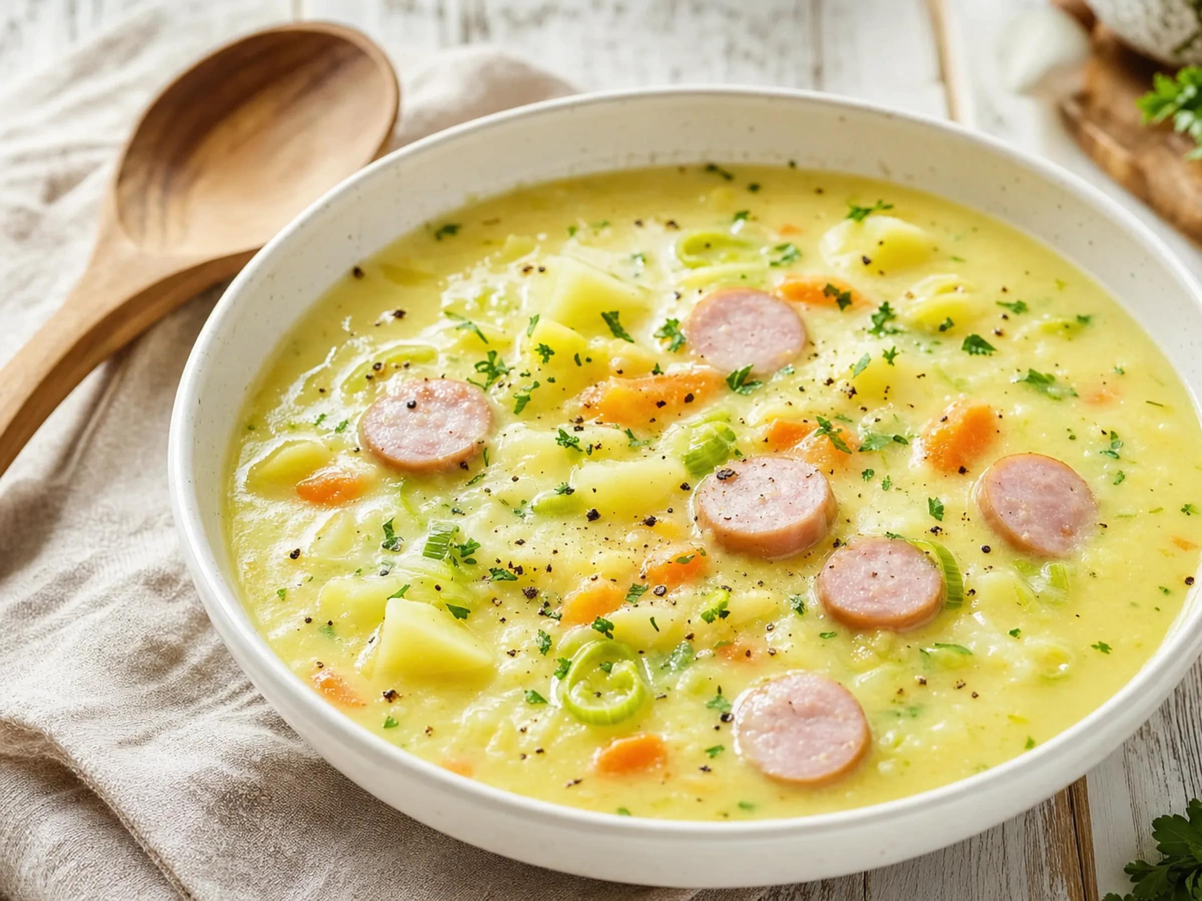Kartoffelsuppe aus dem Thermomix mit Würstchen