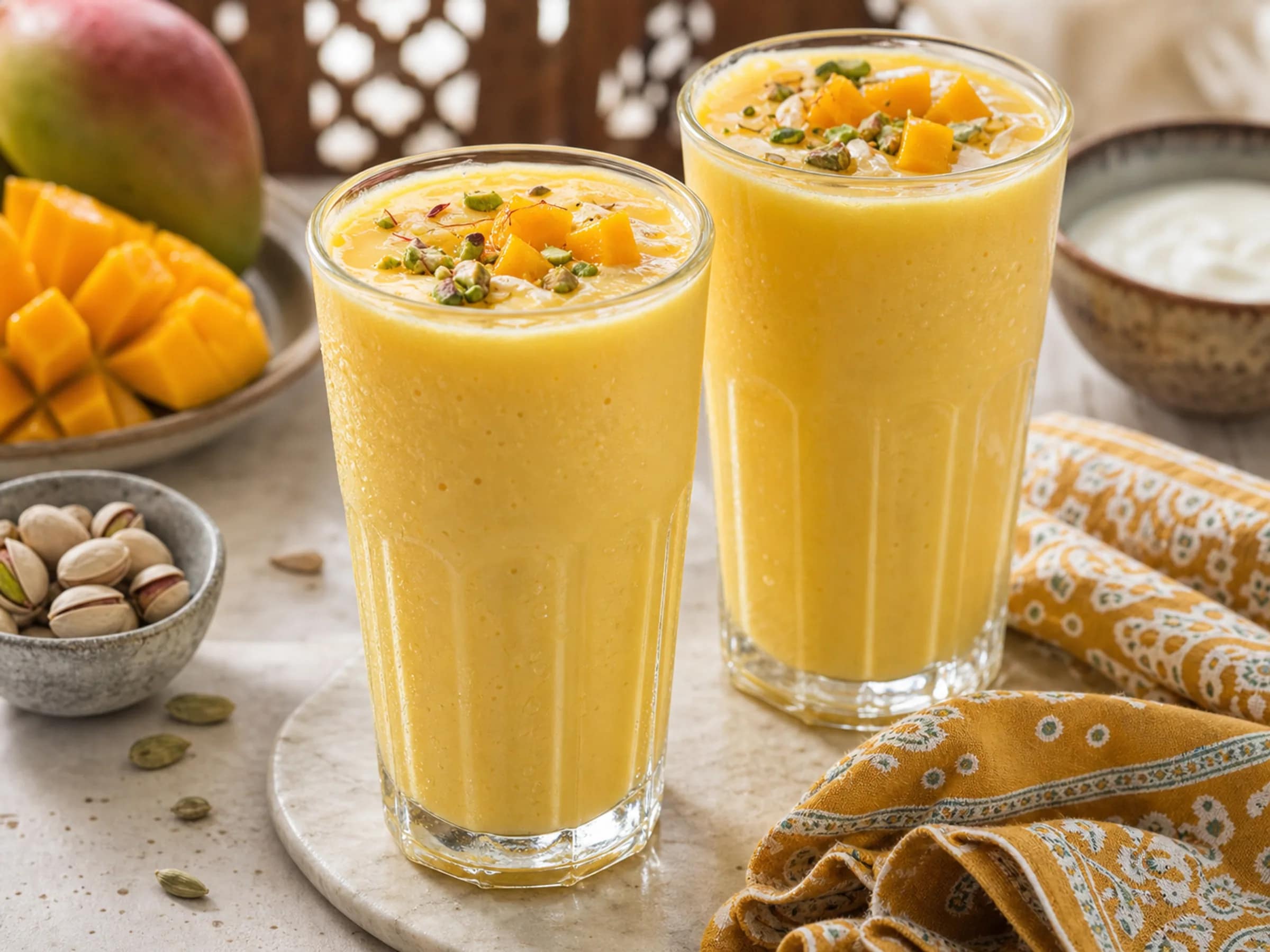Cremiger Mango-Lassi mit Kardamom