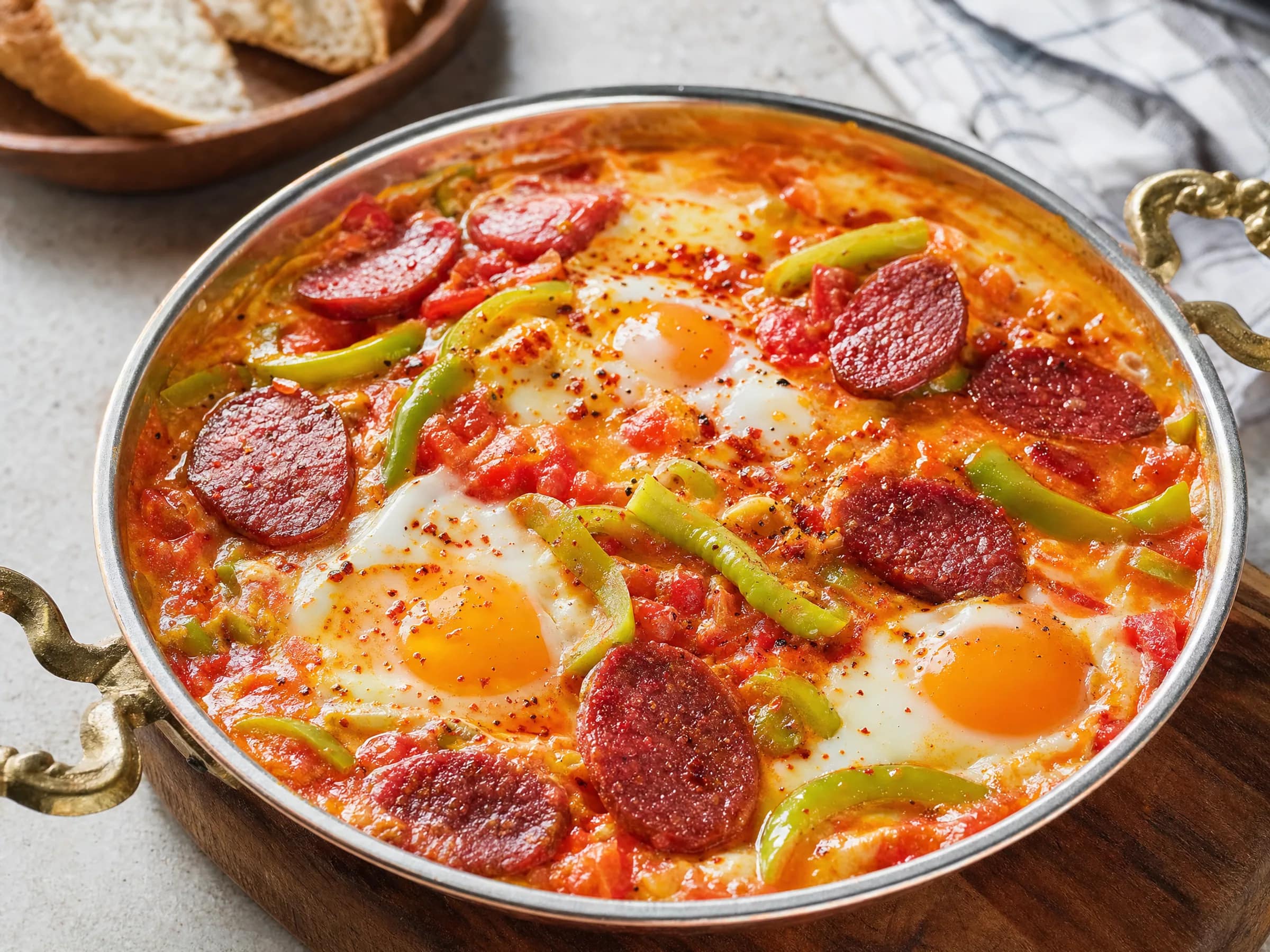 Menemen – cremige türkische Eierpfanne mit Sucuk-Variante