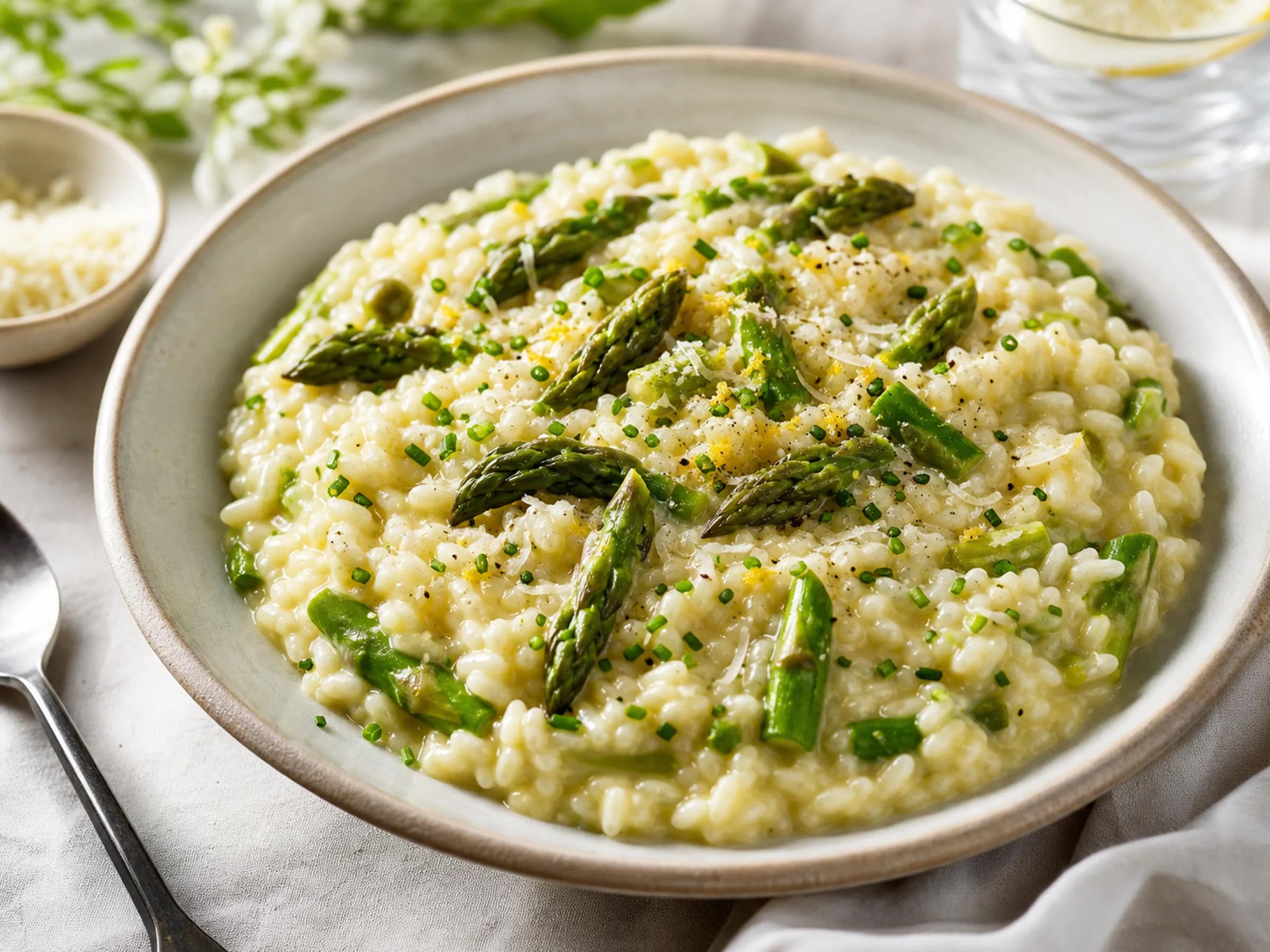 Risotto mit grünem Spargel und Parmesan