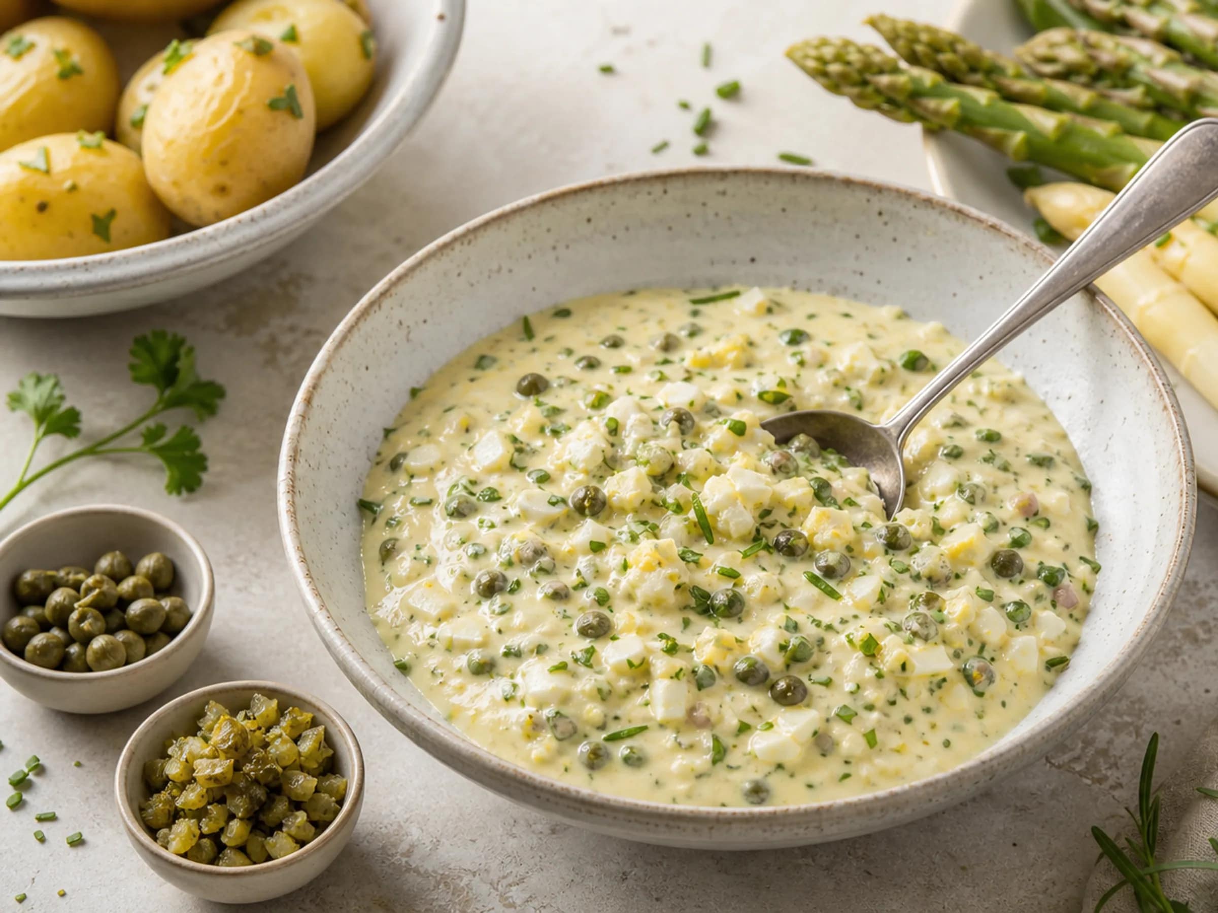 Sauce Gribiche mit Ei und Kapern