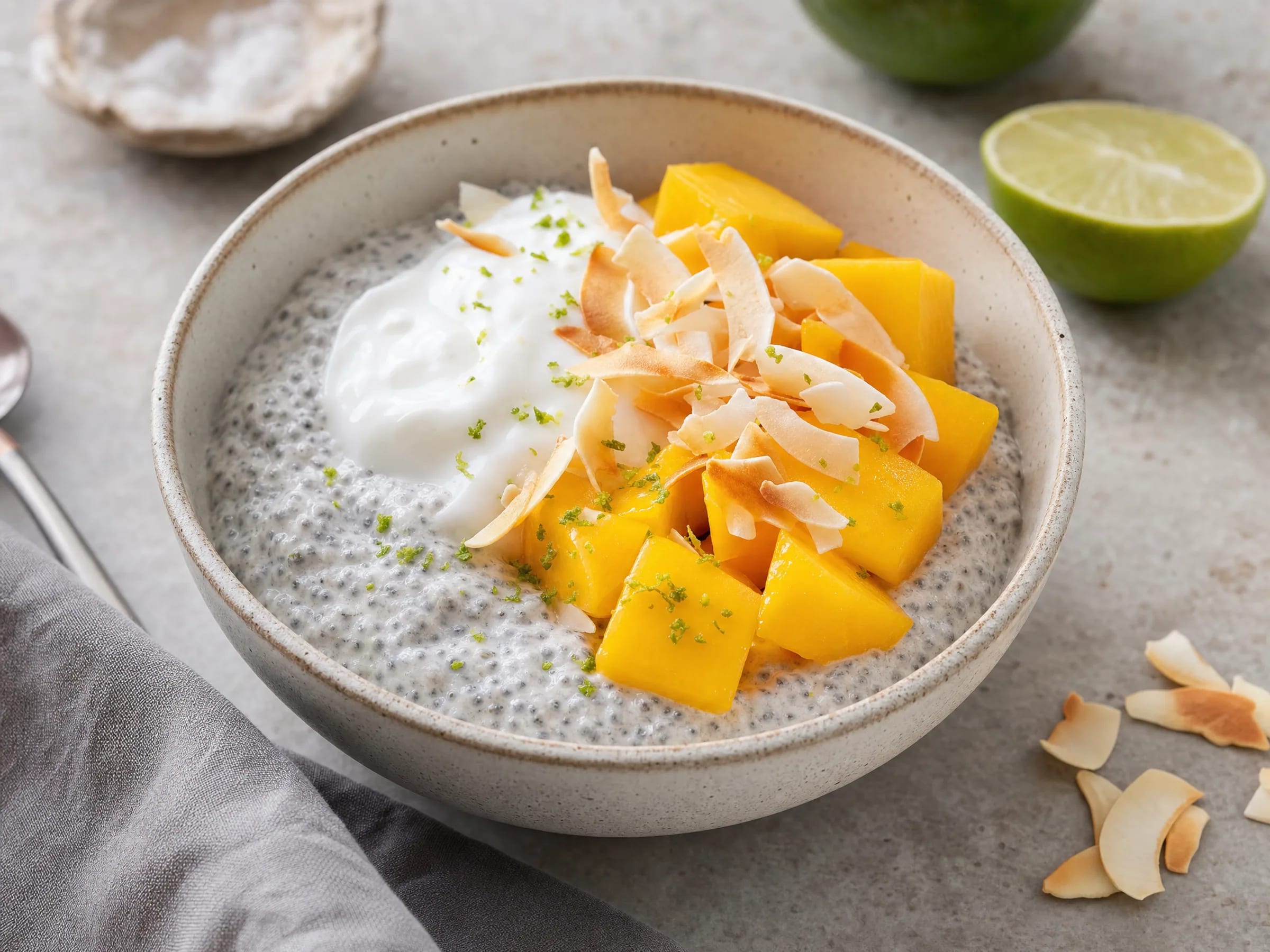 Chia Pudding mit Kokosmilch – cremig ohne Klümpchen fertig angerichtet