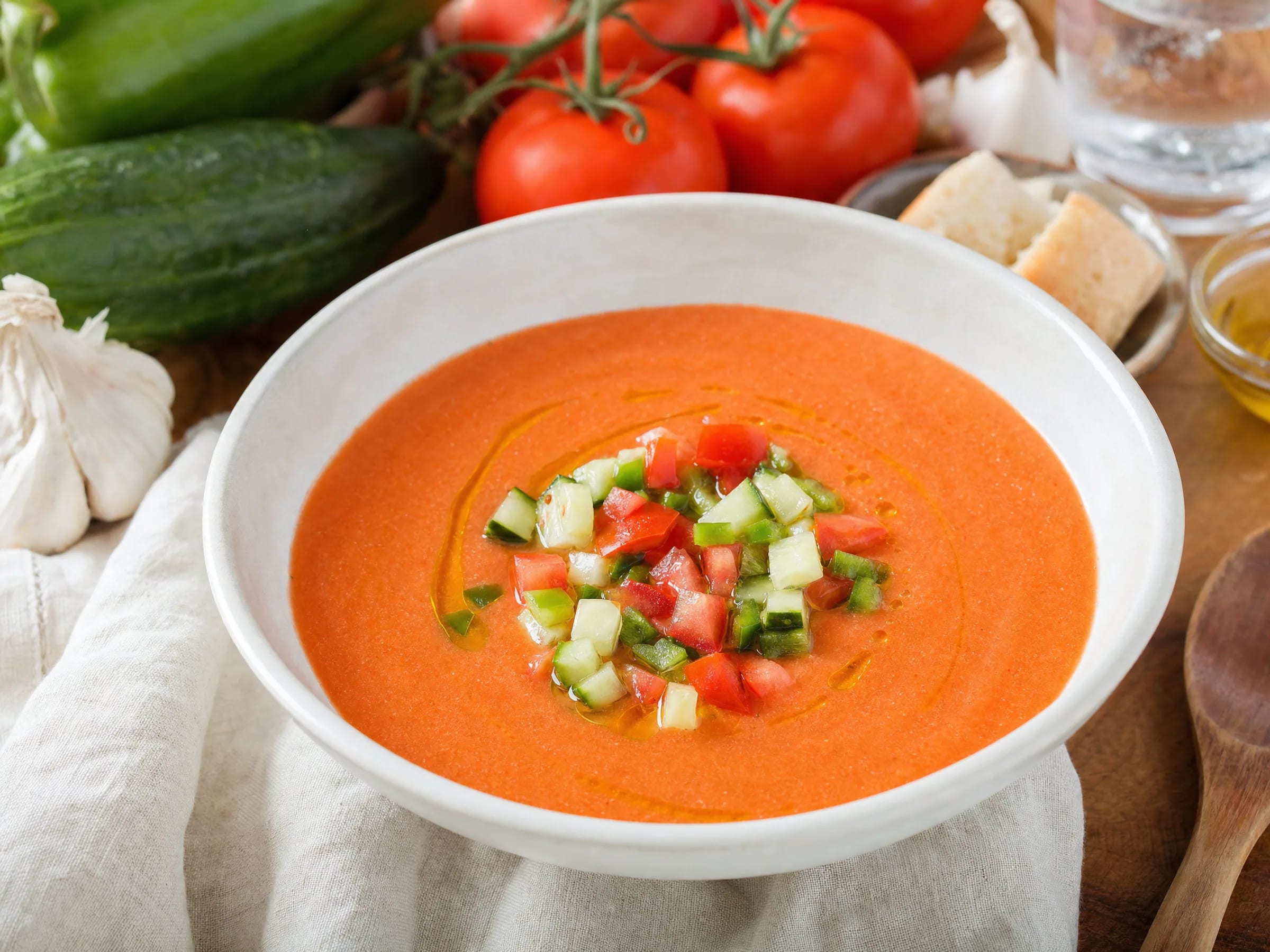 Gazpacho Andaluz samtig kalt – original spanisch fertig angerichtet
