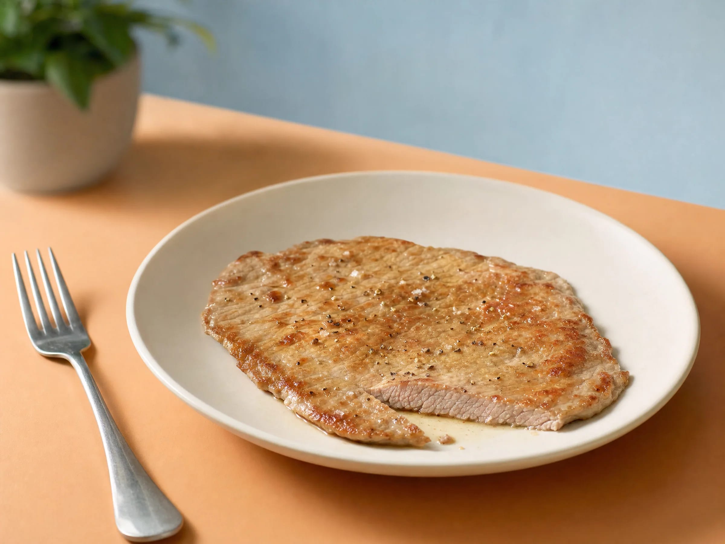 Kalbsschnitzel natur zart braten fertig angerichtet