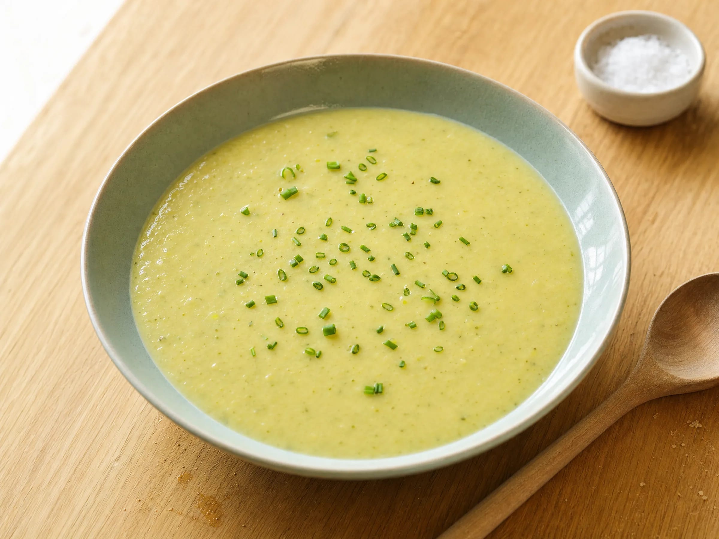 Kartoffel-Lauch-Suppe fertig angerichtet