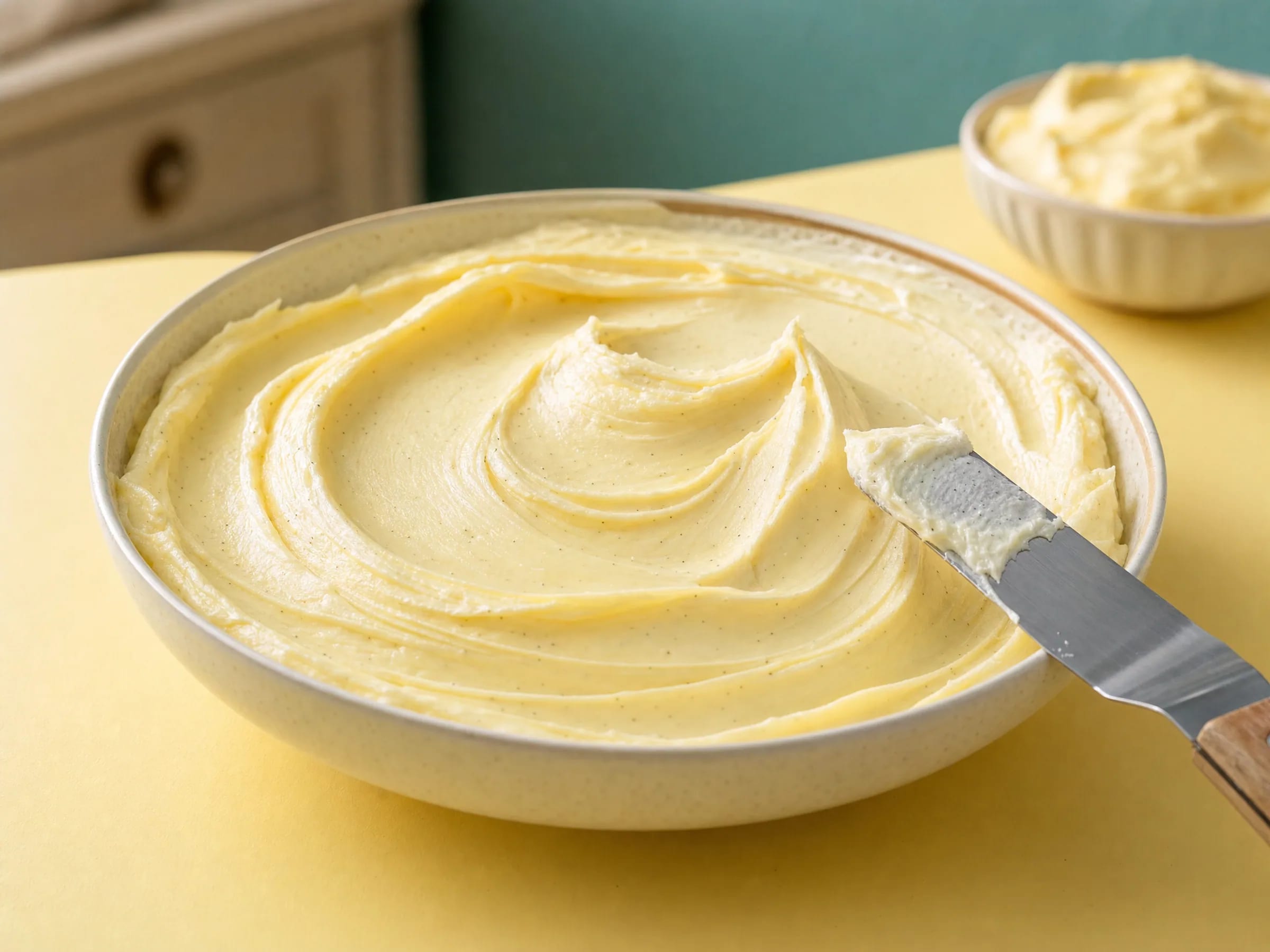 Deutsche Buttercreme mit Vanillepudding Rezeptfoto Deutsche Buttercreme mit Vanillepudding fertig angerichtet