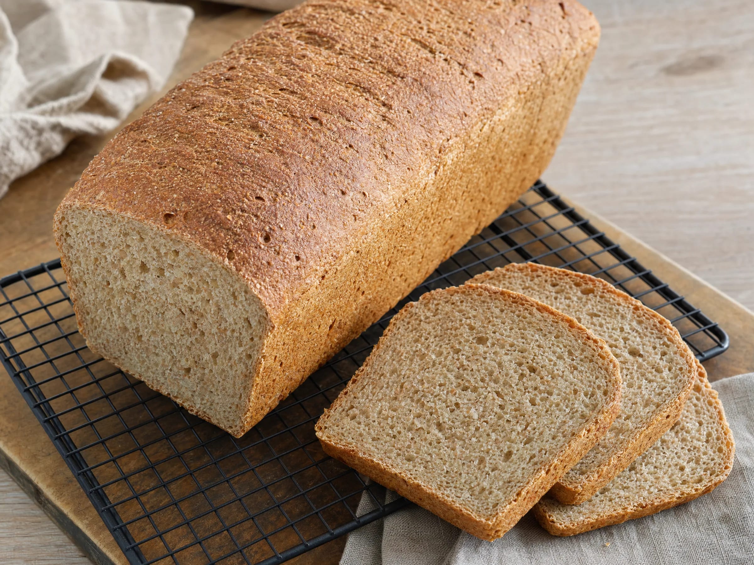 Saftiges Dinkelbrot mit Trockenhefe aus der Kastenform Rezeptfoto Saftiges Dinkelbrot mit Trockenhefe aus der Kastenform fertig angerichtet