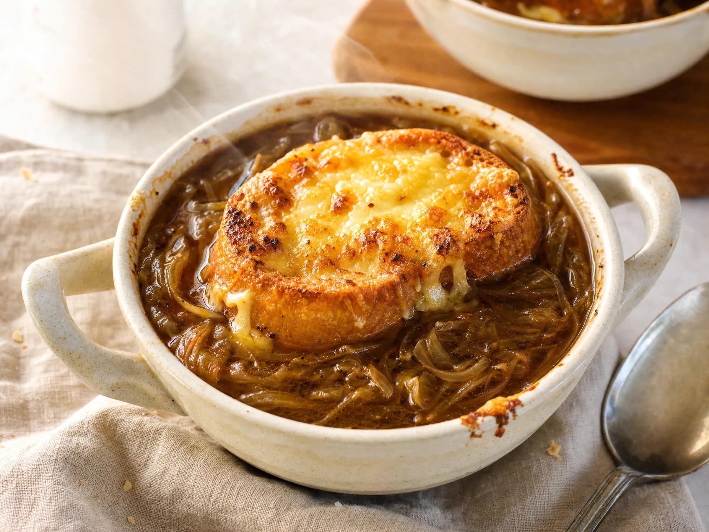 Französische Zwiebelsuppe mit Gruyère-Croûton