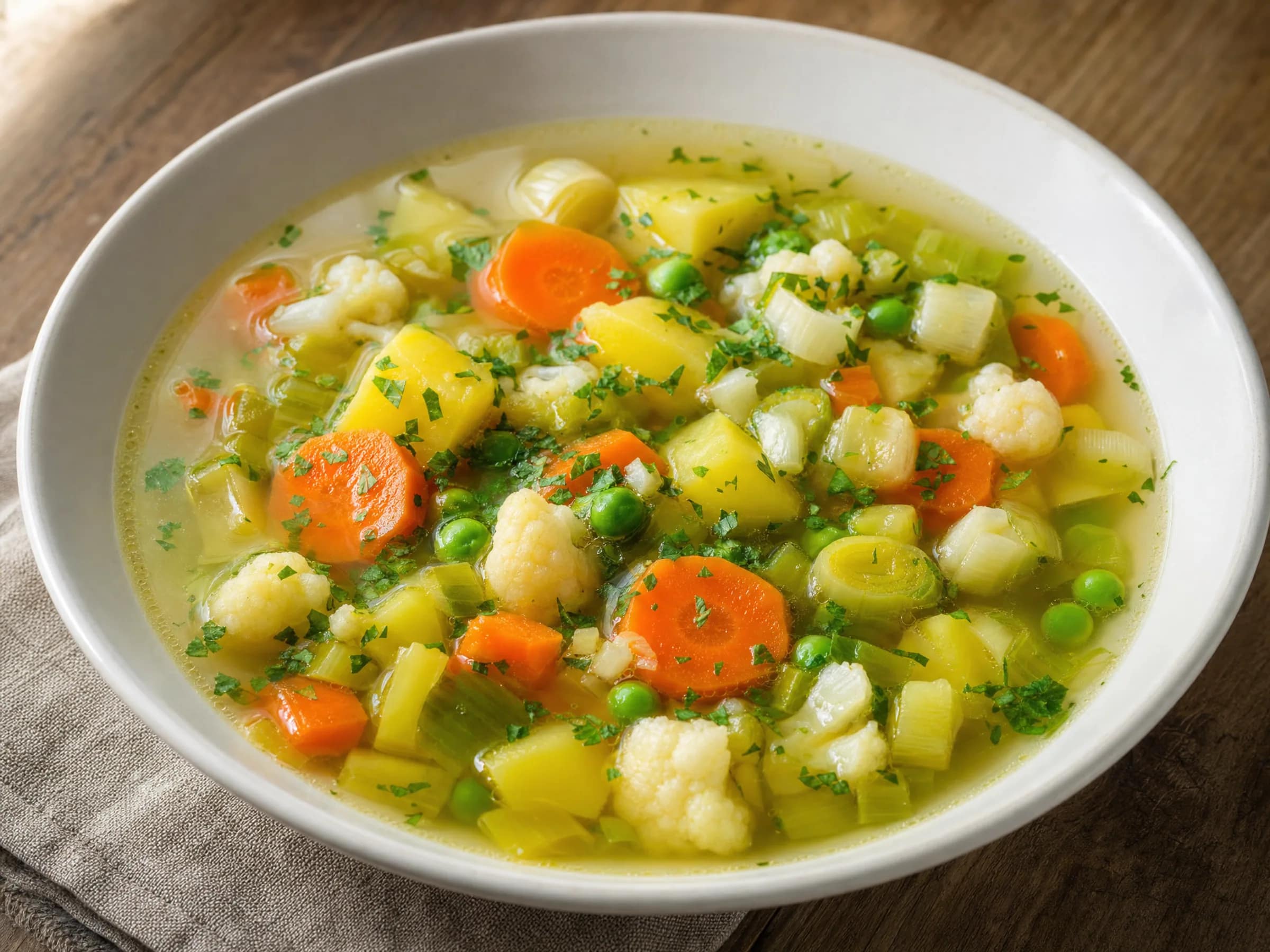 Gemüsesuppe mit Kartoffeln – stückig, klar und klassisch