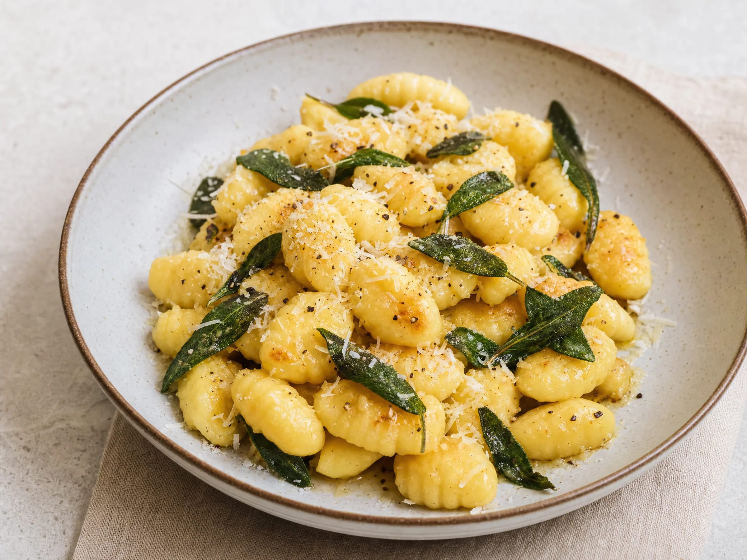 Gnocchi selber machen mit Salbeibutter Rezeptfoto Gnocchi selber machen mit Salbeibutter fertig angerichtet