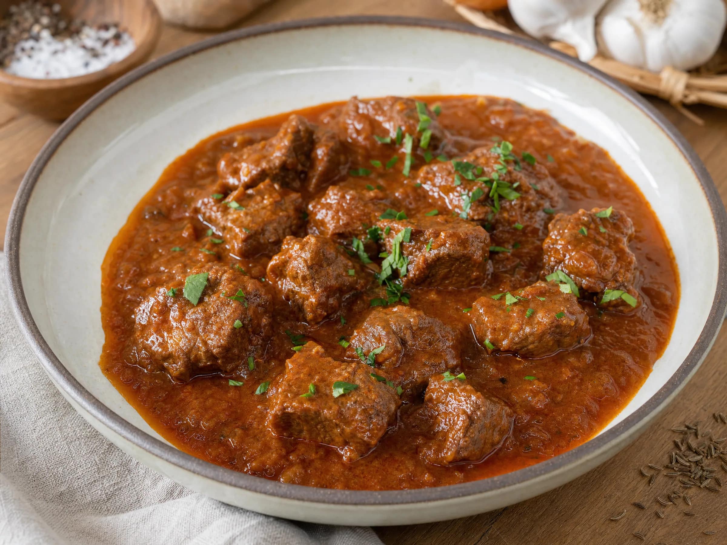 Gulasch mit zartem Rindfleisch und sämiger Paprikasauce