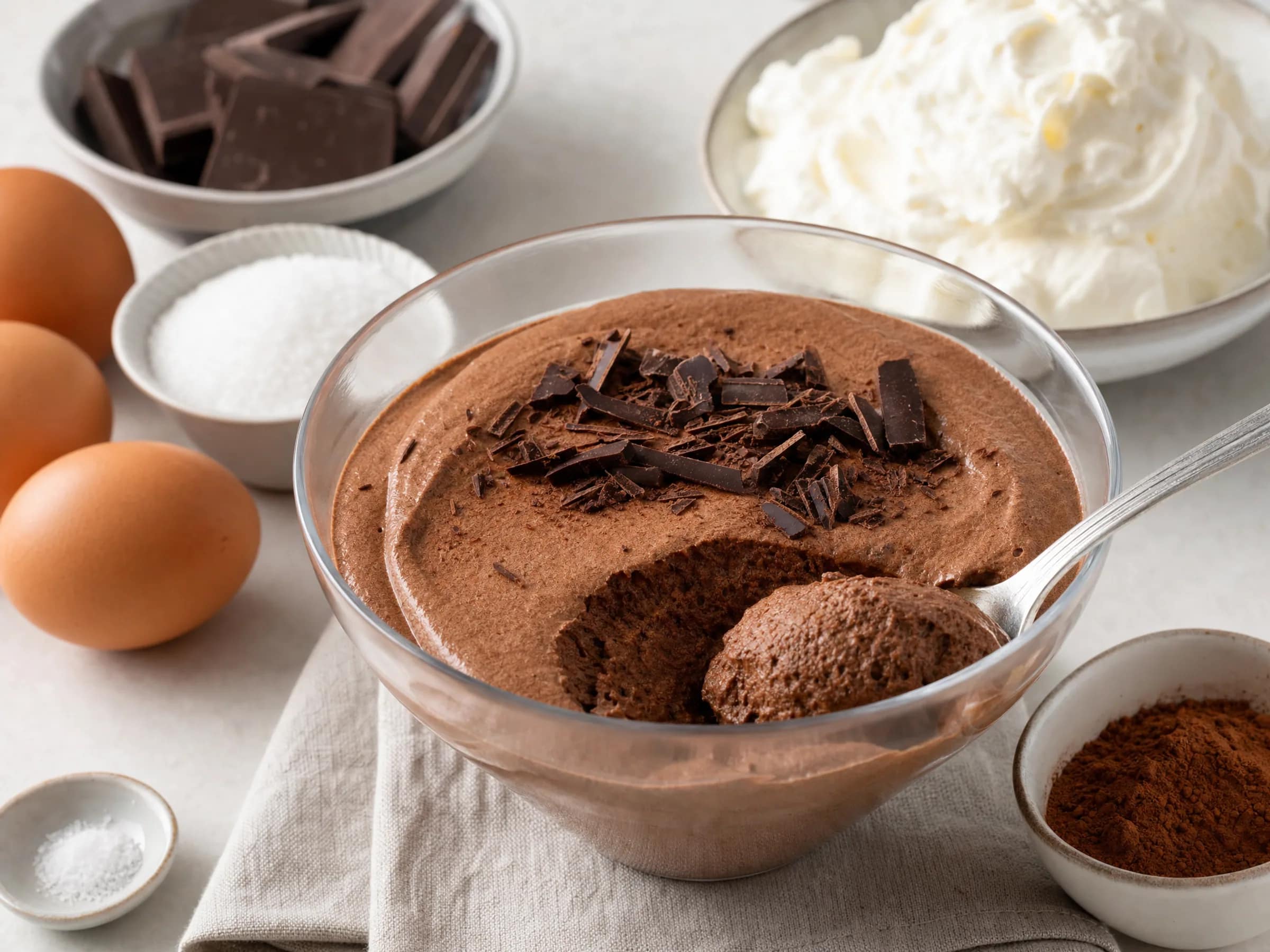 Mousse au Chocolat luftig-cremig mit dunkler Schokolade