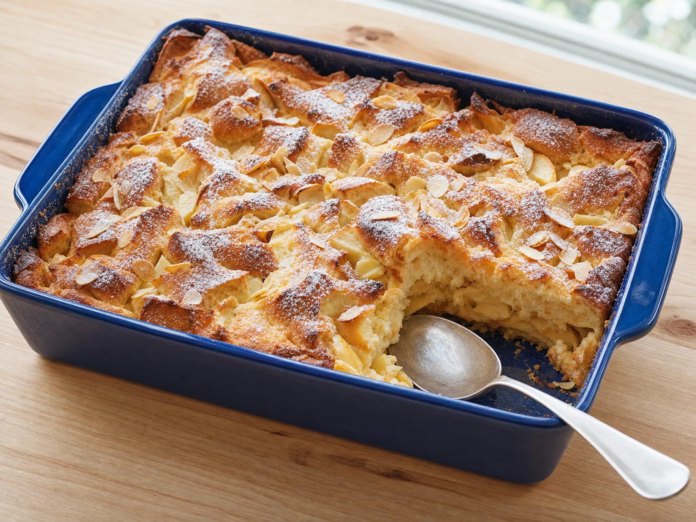 Schwäbischer Ofenschlupfer mit Äpfeln Rezeptfoto Schwäbischer Ofenschlupfer mit Äpfeln fertig angerichtet