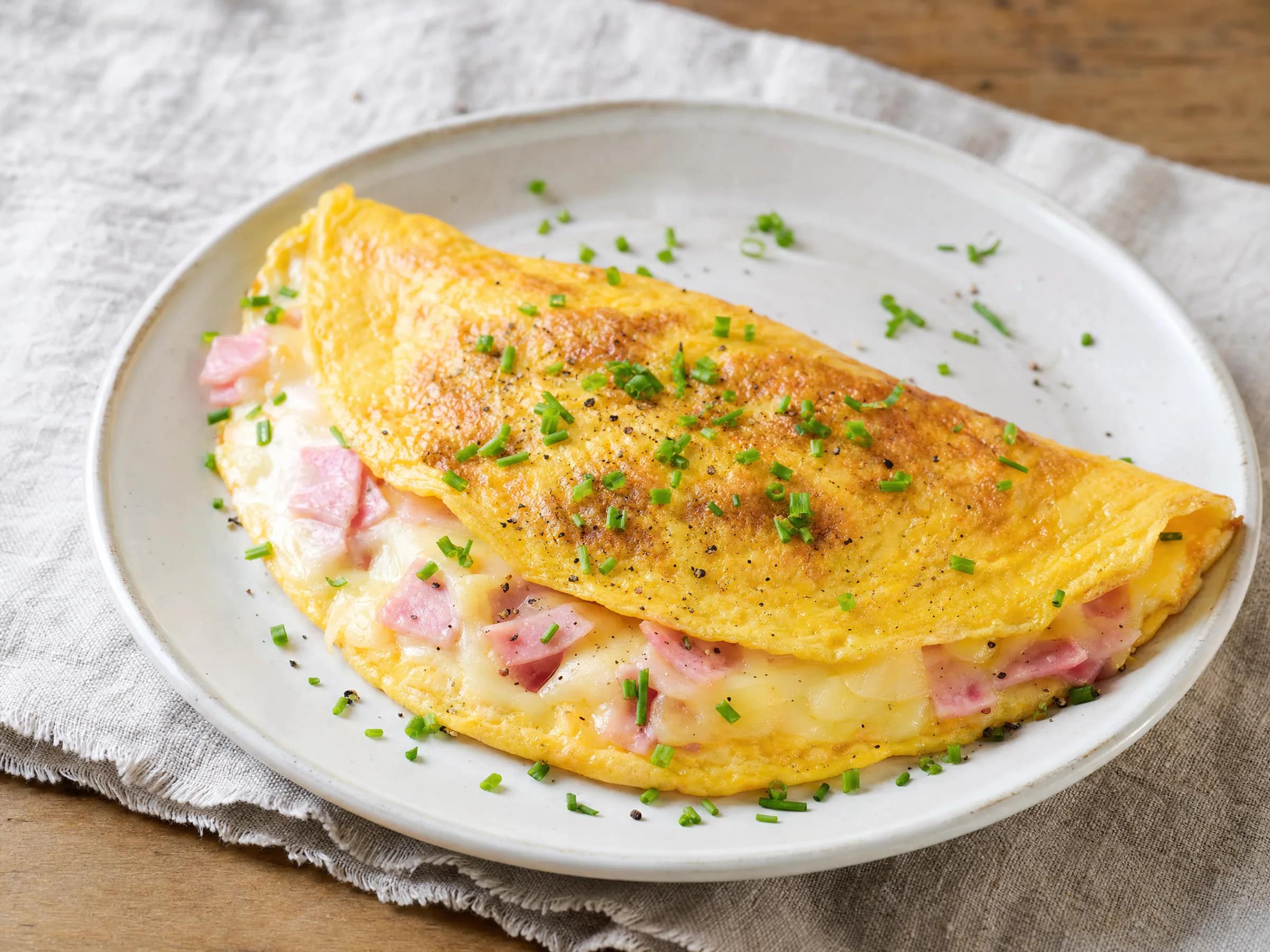 Omelette mit Schinken und Gouda – zart aus der Pfanne