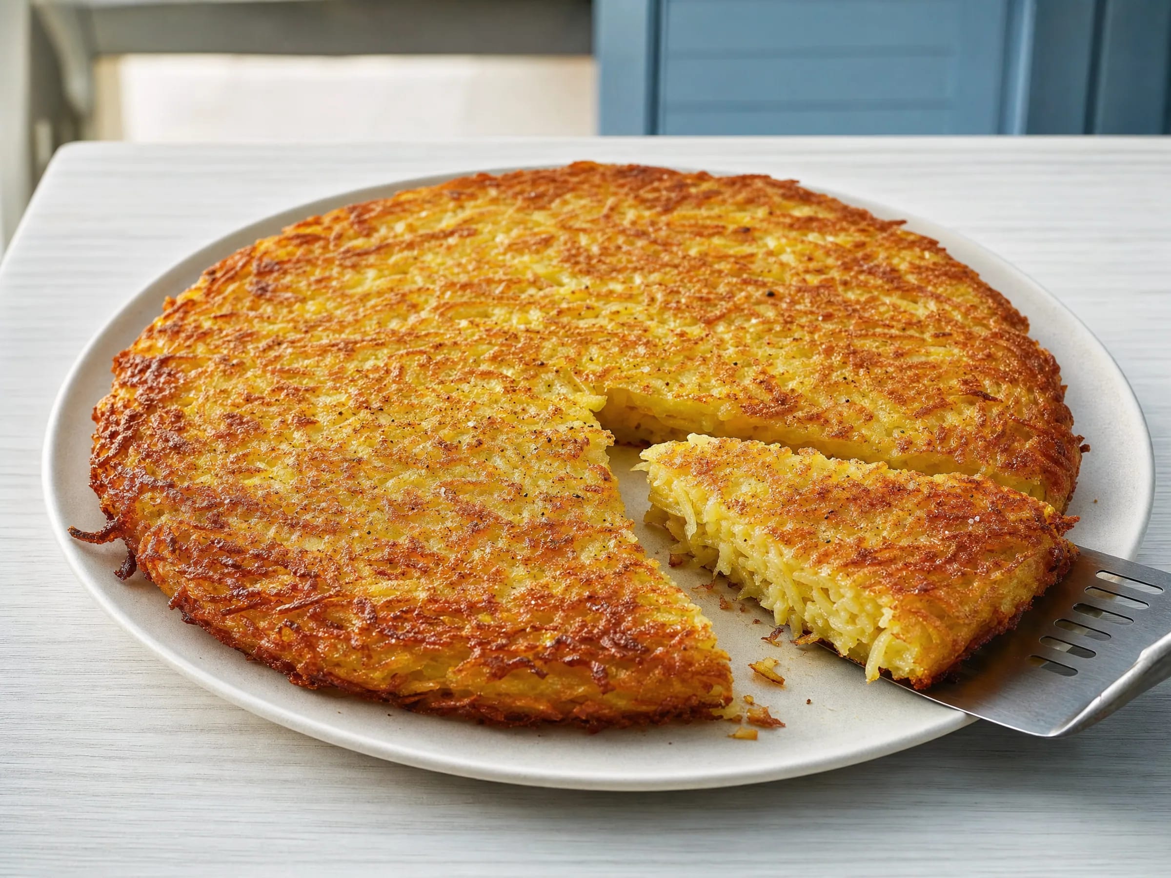 Rösti aus rohen Kartoffeln in der Pfanne Rezeptfoto Rösti aus rohen Kartoffeln in der Pfanne fertig angerichtet