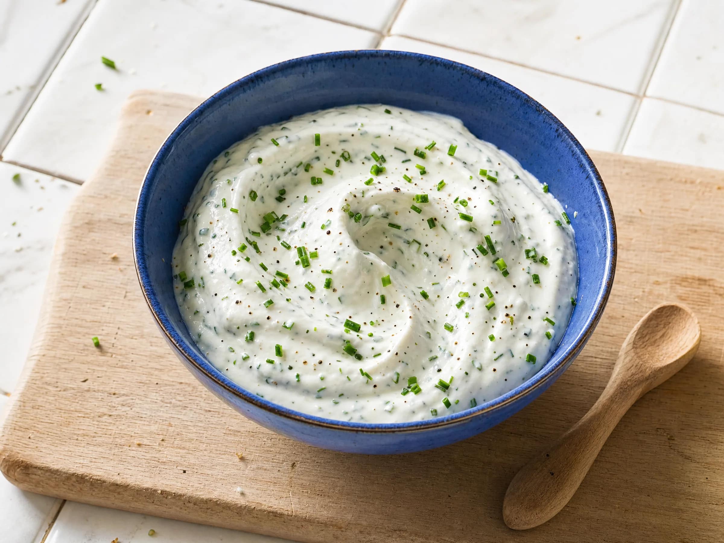 Sour Cream mit Schnittlauch und Knoblauch