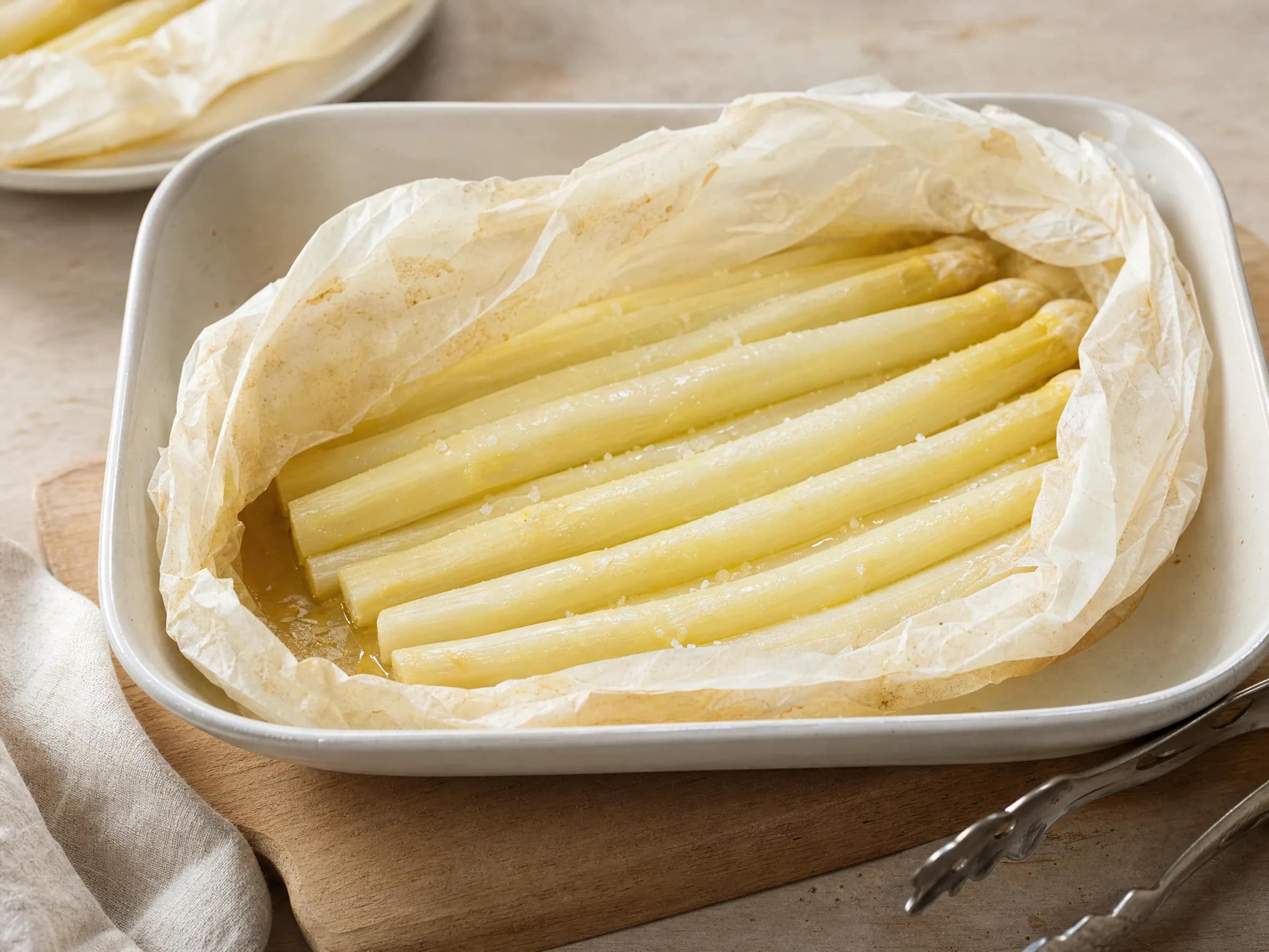 Spargel im Backofen – weißer Spargel saftig im Backpapier