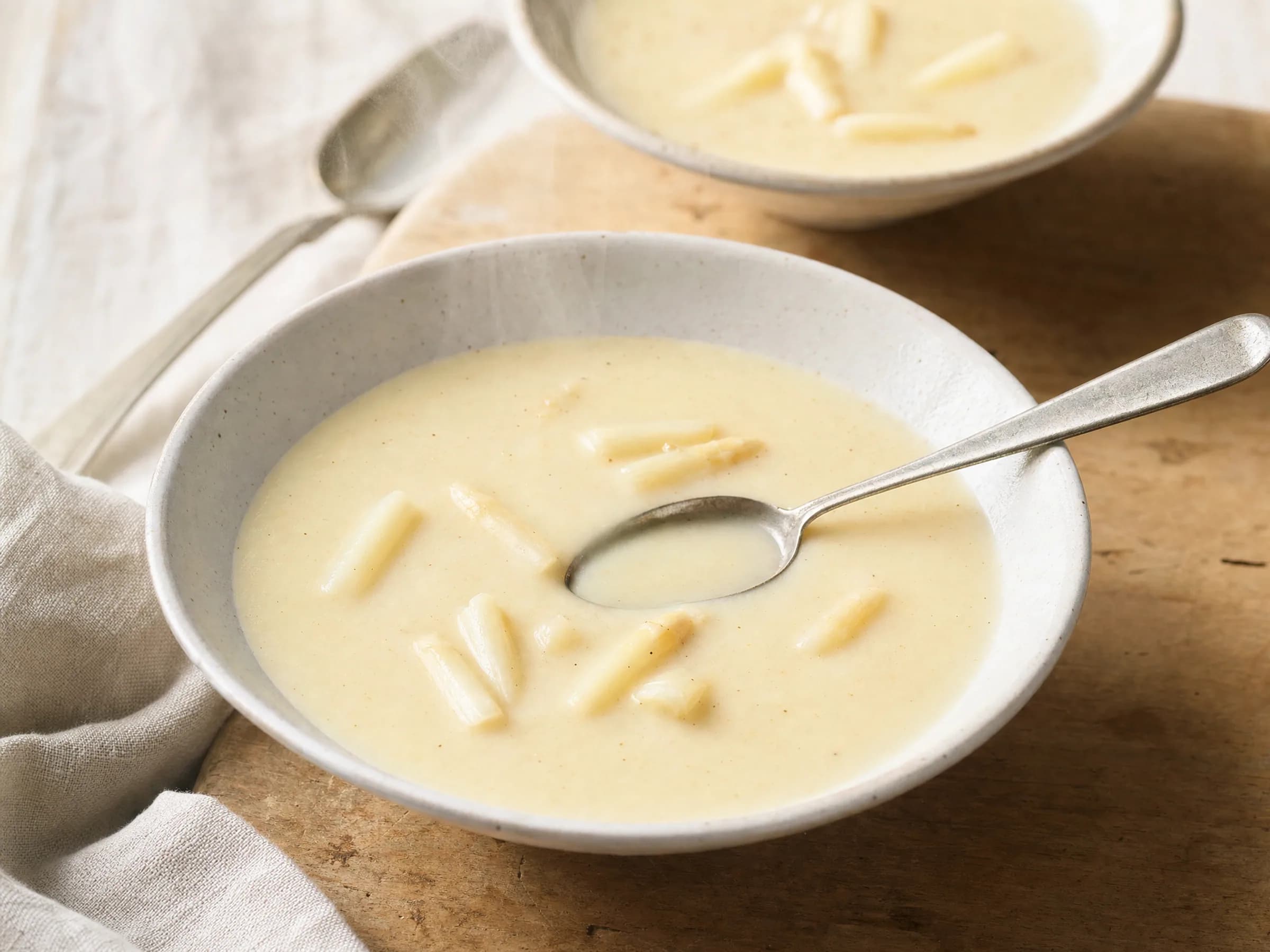 Spargelsuppe aus Schalen – cremig mit Einlage