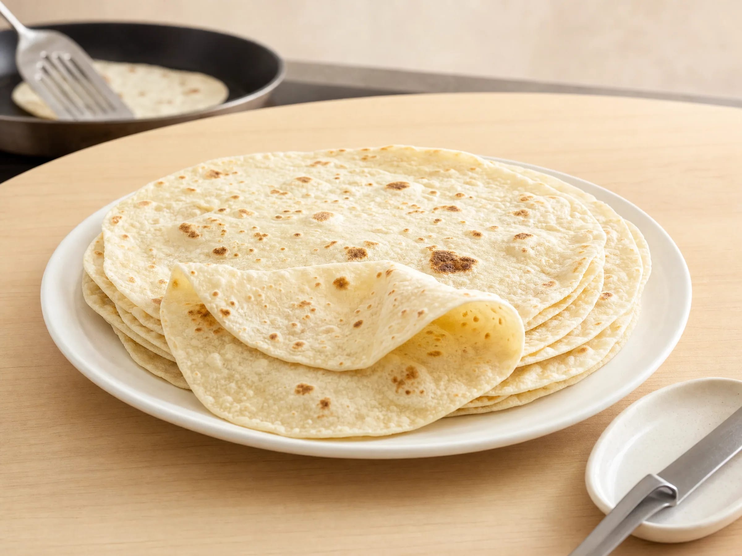 Wrap-Teig selber machen – weiche Weizenfladen ohne Hefe Rezeptfoto Wrap-Teig selber machen – weiche Weizenfladen ohne Hefe fertig angerichtet