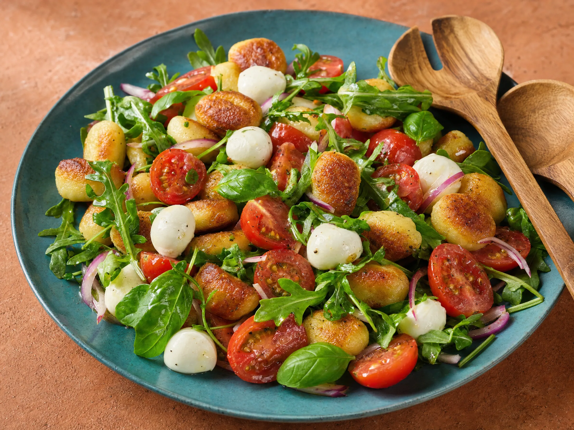 Knuspriger Gnocchi-Salat mit Rucola und Mozzarella