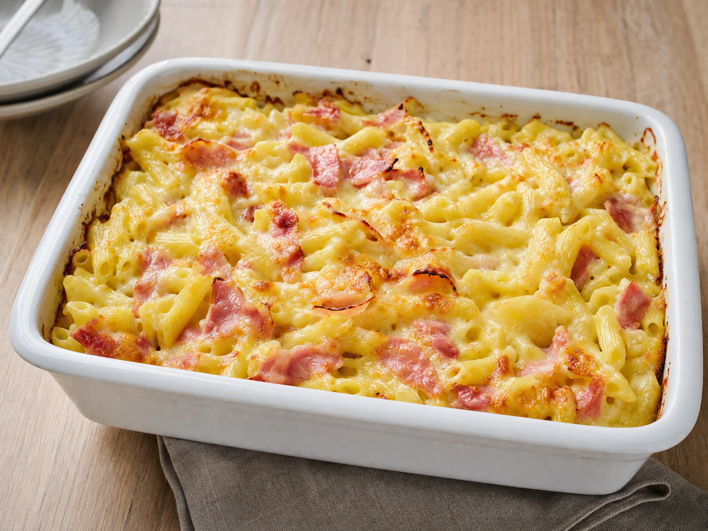 Nudel-Schinken-Auflauf mit Kochschinken und Gouda