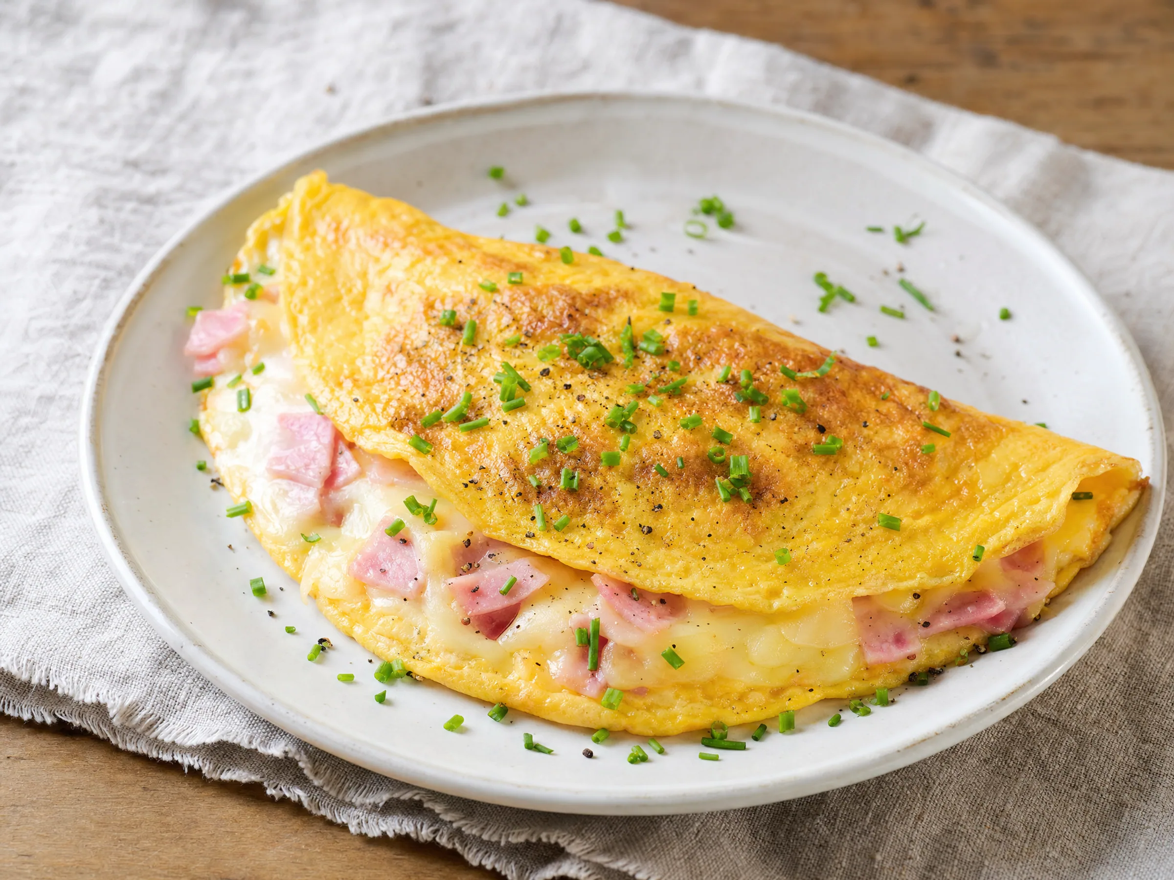 Omelette mit Schinken und Gouda – zart aus der Pfanne