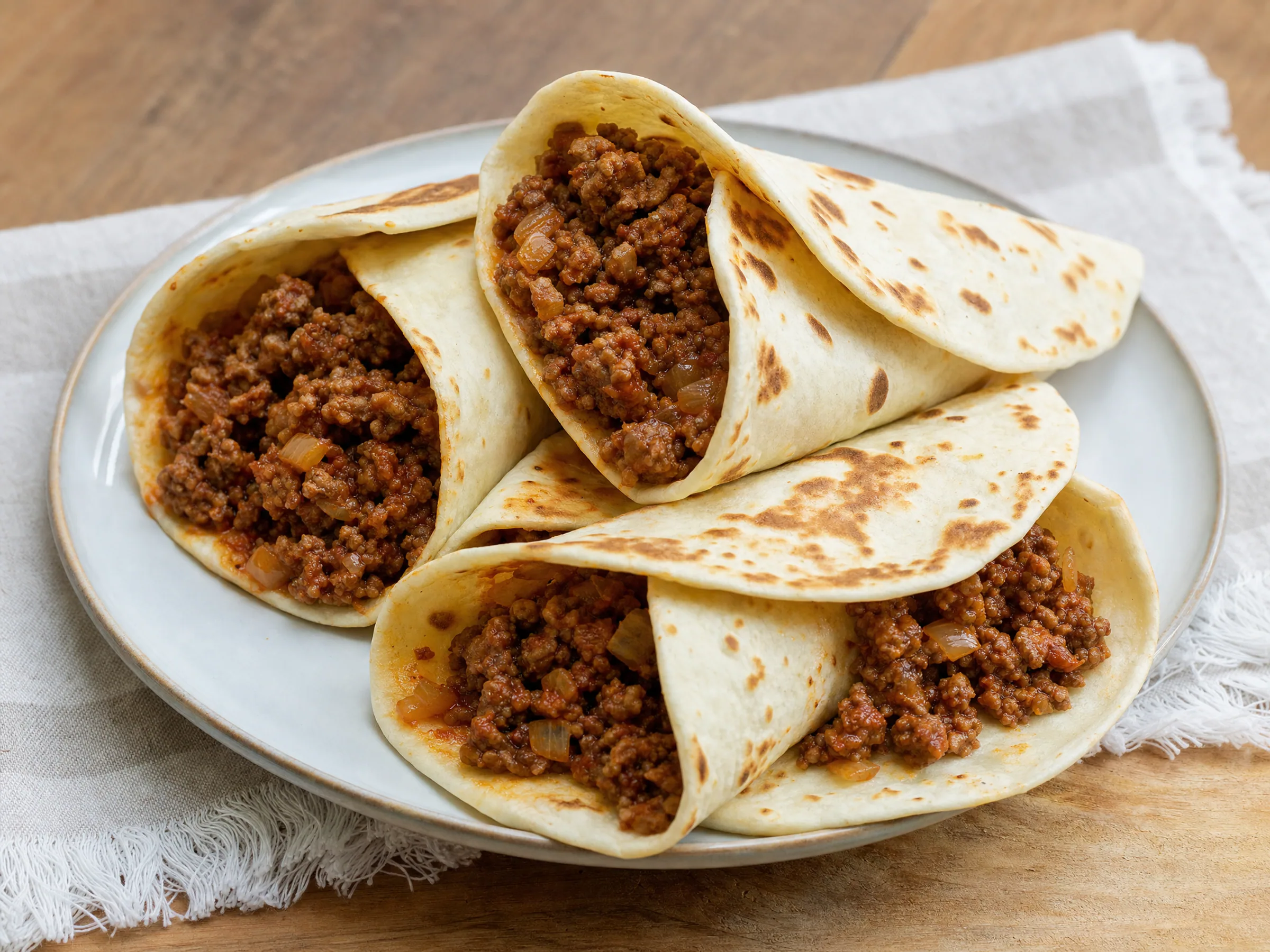 Wraps mit Hackfleisch – weiche Tortillas aus der Pfanne